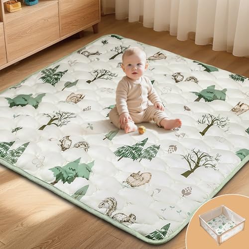 Adwomb Baby Play Mats for Floor, 50x50 Playpen Mat, Premium Thicken Cushioning Foam Playmats for Babies, Toddlers and Infants, Non-Slip Foldable & Machine Washable