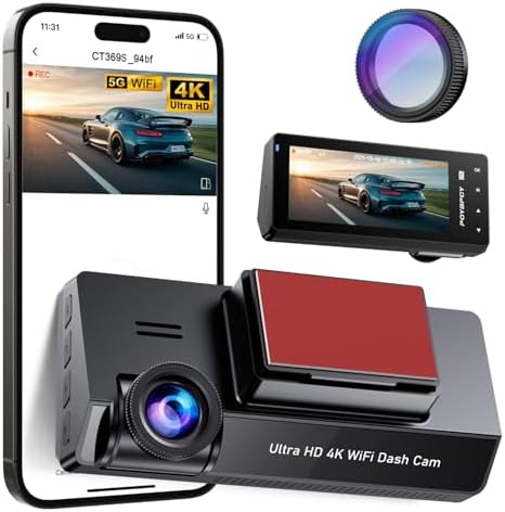 Dash Cam Auto 4K con Filtro CPL,WiFi Telecamera Auto Scheda da 64...