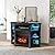COSTWAY Fireplace Corner TV Stand for TVs Up to 50-inch, Modern Electric Fireplace Entertainment Center with 16-Color LED Lights, 4 Modes, Adjustable Shelves, Remote Control, Smart APP Control, Black