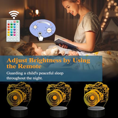 Image of Photographer Gifts for Men, Camera 3D Night Light with Remote Control, 16 Colors Changing, Timer, Dimmable, RGB Flashing Mode, Photography Gifts Gifts for Men Women Christmas Decor
