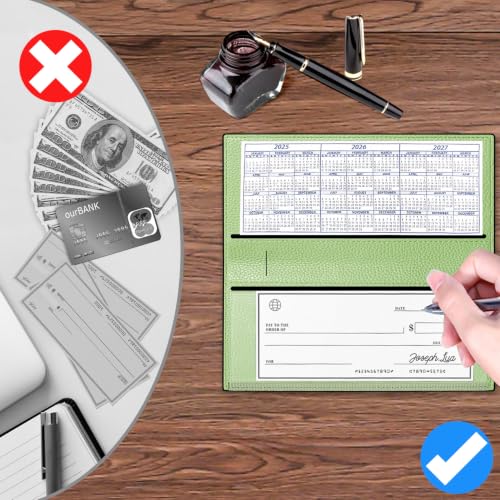 Image of CASMONAL Checkbook Cover for Women & Men, PU Leather Wallet RFID Blocking
