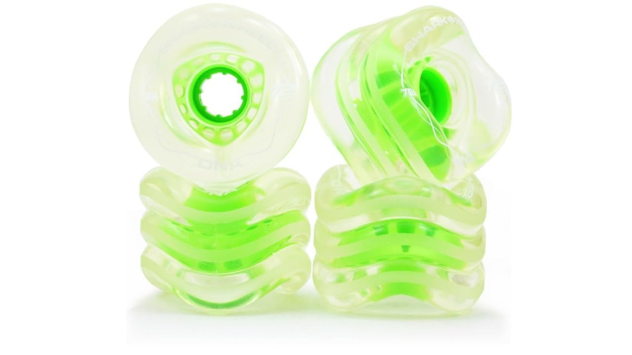 Roue Sk8 Shark - 60mm 78a California Roll - Couleur Clear Avec Green Hub - Shark Wheel