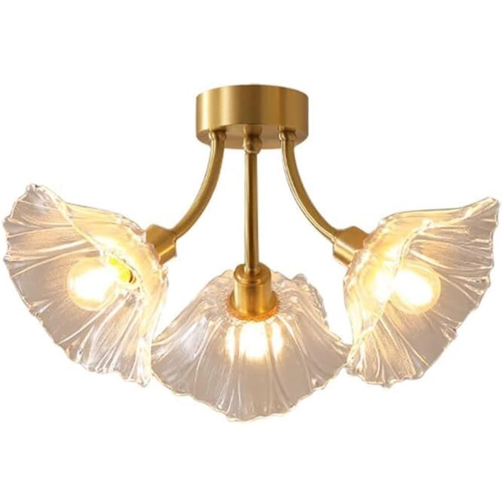 Plafonnier en laiton et verre chic rétro rétro 8 lampes