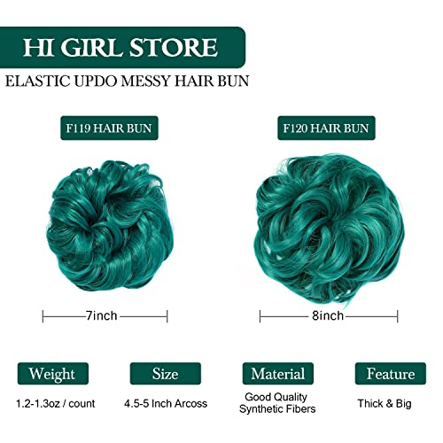 C8Busis Hair Buns Hair Piece Scrunchies Full Thick Updo Hairpiece With Elastic Rubber Band Messy Bun Curly Wavy Synthetic Chignon Ponytail Extensions Wig For Women Girls (Green, 1 Pcs) #TOP1