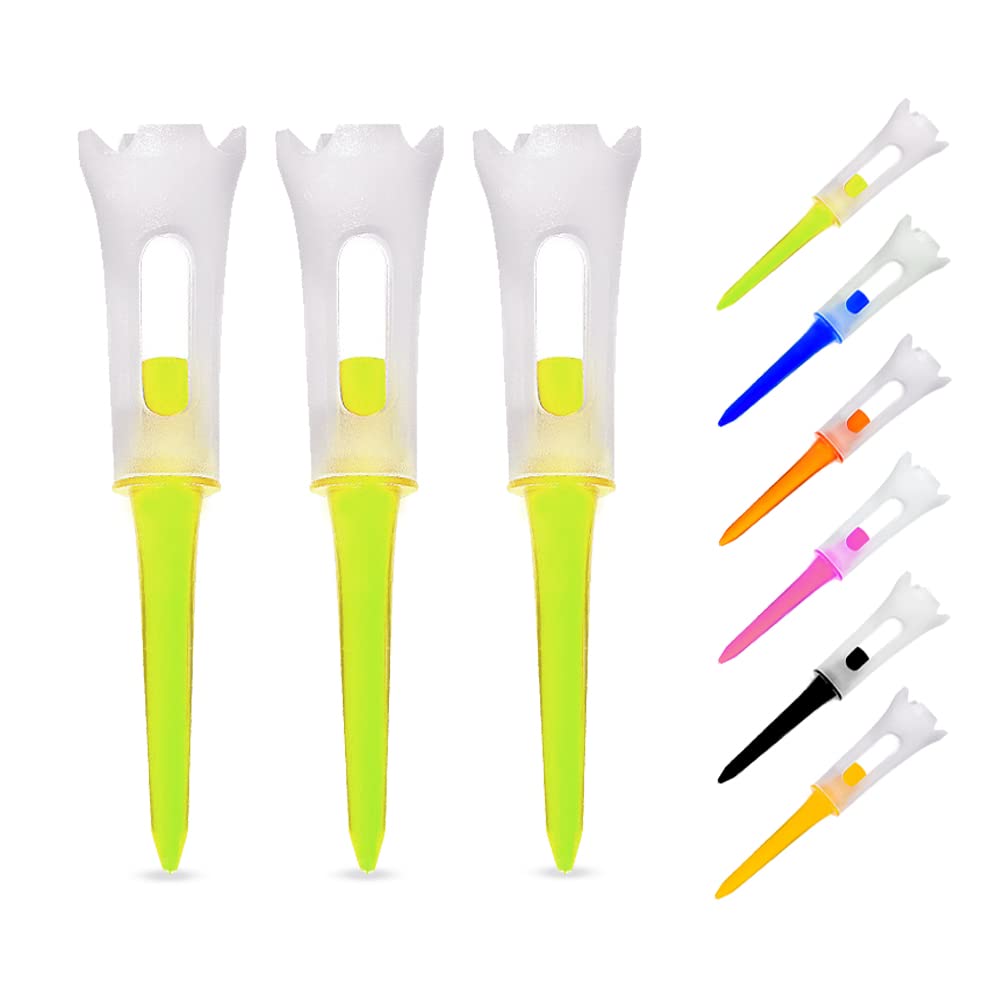 Moonshuttle Unbreakable Plastic Golf Tees, 3 1/4 inches, for Better Performance 3PCS