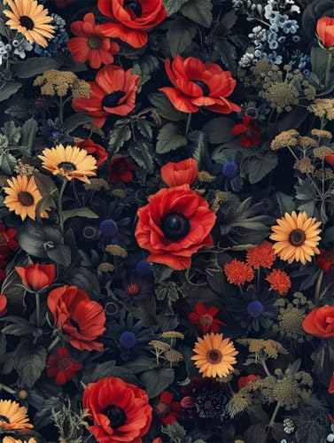 Peinture diamant fleurs pour decoration murale salon et chambre adulte 35x50