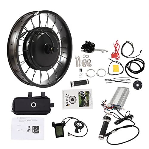 Esyogen Schnee Fahrrad Umbausatz 48V 1500W elektrisches Ebike Umbau Kit 20 Zoll Rad hintere Drehnabenmotor, mit LCD-Anzeige, 5-Gang Schwungrad und Controller Tasche Umbausatz