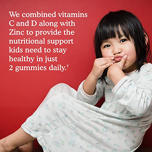 Image of Garden of Life Kids Immune Support Gummies with Vitamin C, D as D3 & Zinc for 3-in-1 Daily Children's Immunity - Organic, Non-GMO, Gluten-Free, Vegetarian, Sugar Free, Cherry Flavor, 30 Day Supply