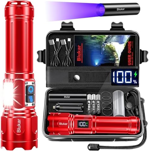 Blukar Lampe Torche Rechargeable, 2 Couleurs Lampe de Poche LED U...