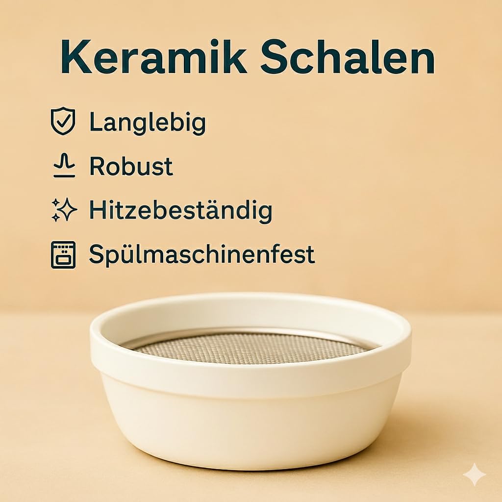Glücksmoment Kressebank 42cm mit 3 Keramik Kresse Anzuchtschalen für Kressesamen, Sprossen & Microgreens, Sprossen Anzuchtset, Anzuchtregal, 3 Anzuchttöpfe, 3 x Keimschale mit Kressesieb, Keimschalen