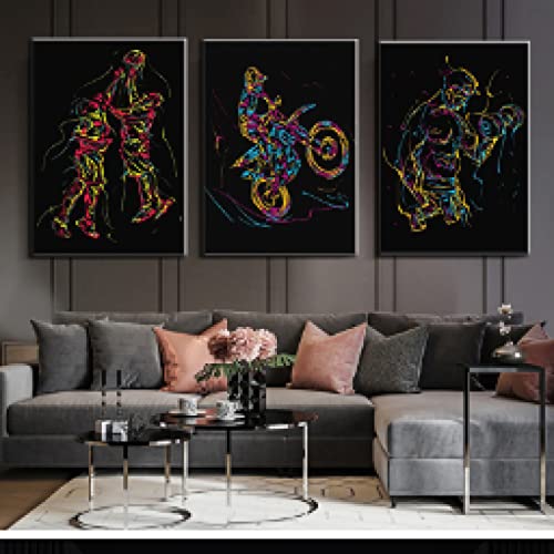 Toile Ligne Art Figure Sport peinture de décoration murale pour salle de gym