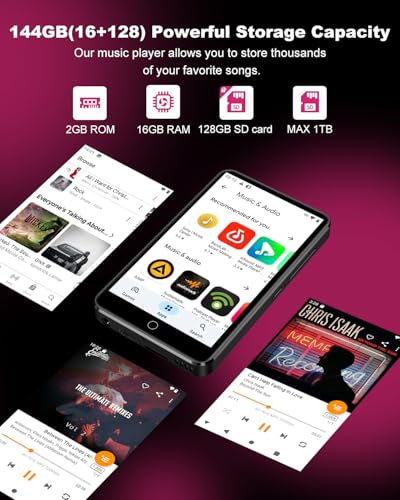 Image of 144GB MP3 Player with Bluetooth and WiFi,4 inch Android OS MP3 & MP4 Player with Spotify, Amazon Music, and Google Play, Portable Media Player