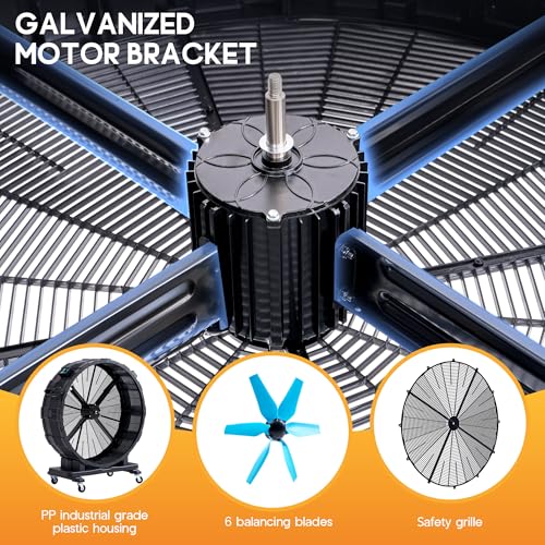 Image of Albott 48 Inch Industrial Drum Fan, 17,660 CFM High Velocity Floor Fan with Wheels, 750W Heavy Duty Plastic, 3 Speeds Portable Blower for Garage, Workshop, Warehouse, Basement, Commercial Space