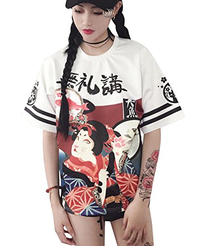 Loralie Girls Camiseta Holgada de Manga Corta de Estilo japonés con Moda y diseños Kawaii