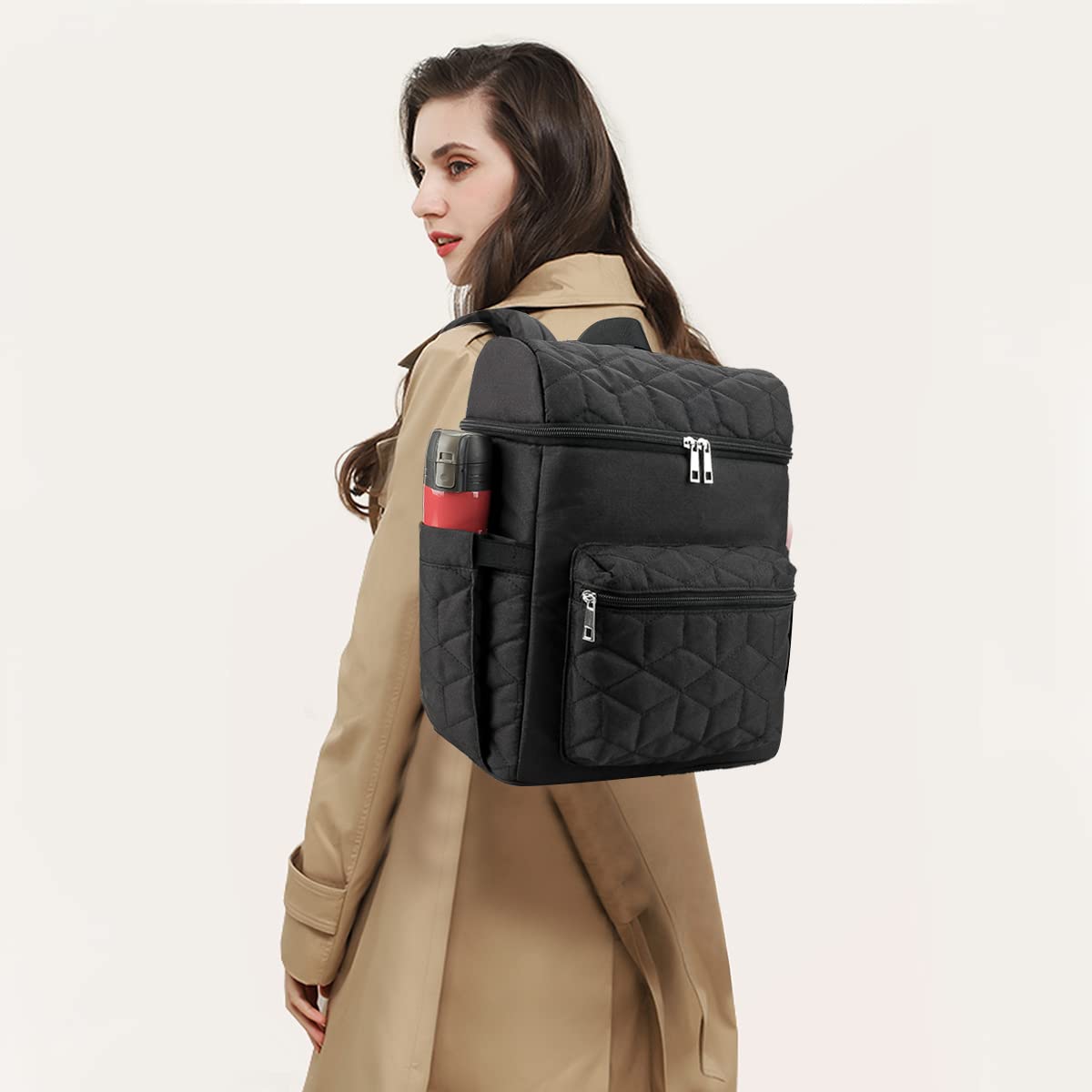 SONARIN Grande Capacità Multifunzionale Zaino Fasciatoio,Elegante Borsa per Pannolini Impermeabile Zaino Mamma Neonato Borsa Fasciatoio da Viaggio Portatile con Ganci per Passeggino(Nero)