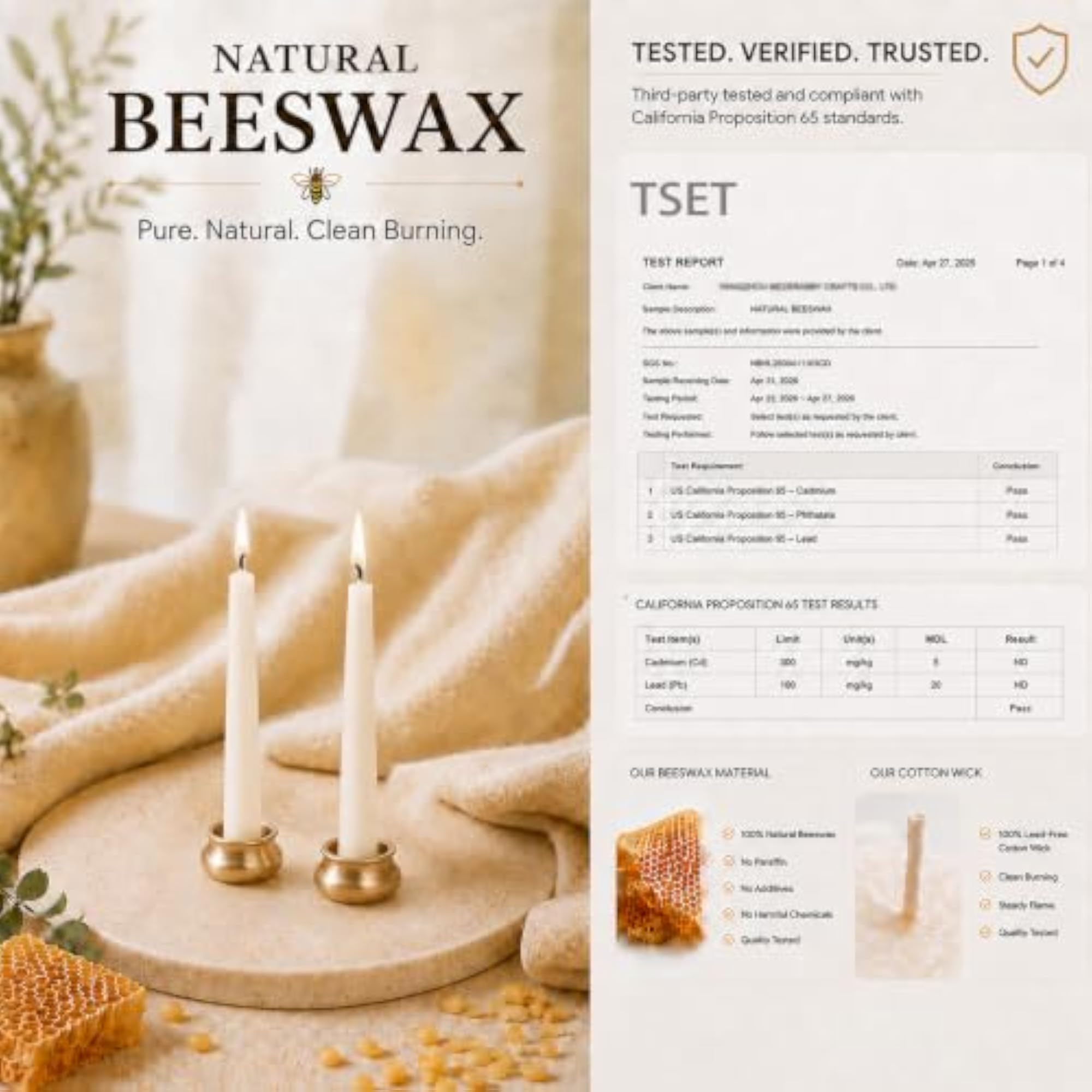 12 Pack Mini Beeswax Taper Candles, 3.15 Inch
