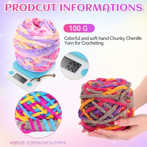 Image of Timgle 32 Skeins Chunky Chenille Yarn for Crocheting, 1470 Yards Bulky Thick Fluffy Yarn Soft Velvet Plush Yarn for Hand Knitting Blanket Crafts Project (Mixed Color)
