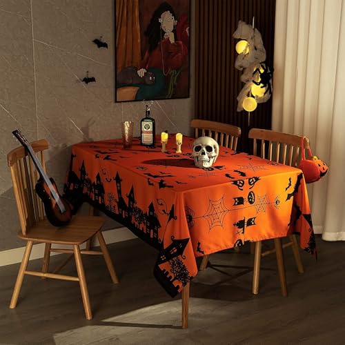 Halloween Deko Set – Komplettes Partydeko Set mit Banner, Tischdecke, Girlanden & Folienballons (Kürbis, Spinne, Katze) – Innen & Außen Halloween Party Dekoration für Kinder & Erwachsene