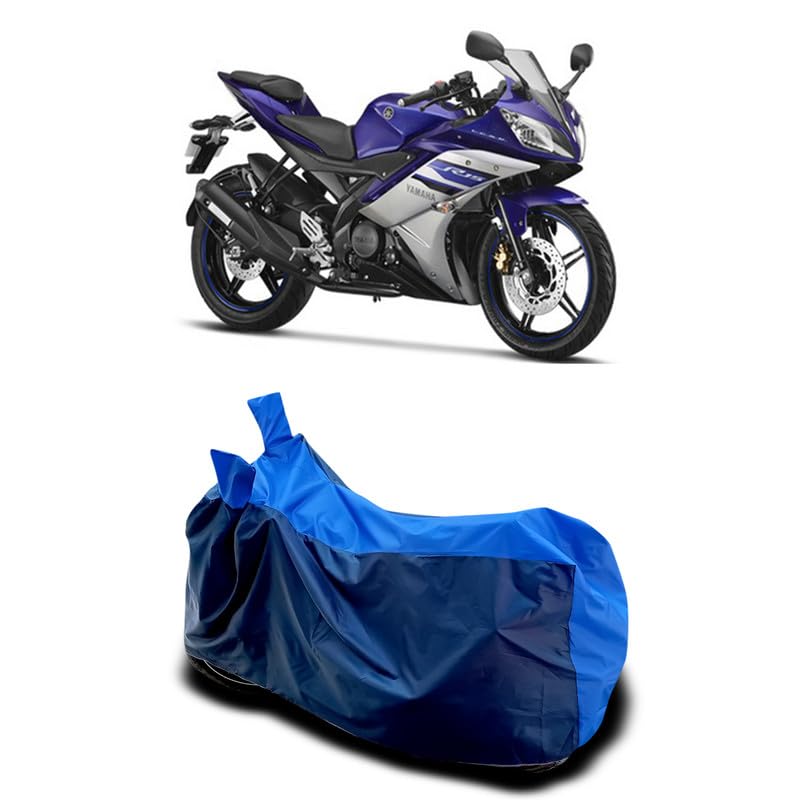 Image of DUFFEL-Two Wheeler Bike Body Cover Compatible for Yamaha Yzf-R15 V2 Heat Protectio /UV-Rays /Birds Dropping /DustProof /Waterproof All Variants [Nevay Blue]