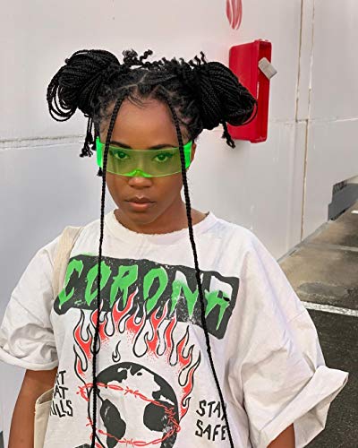 Óculos de sol com viseira Cyberpunk Futuristic Cyclops dos anos 80 com lentes translúcidas (verde)