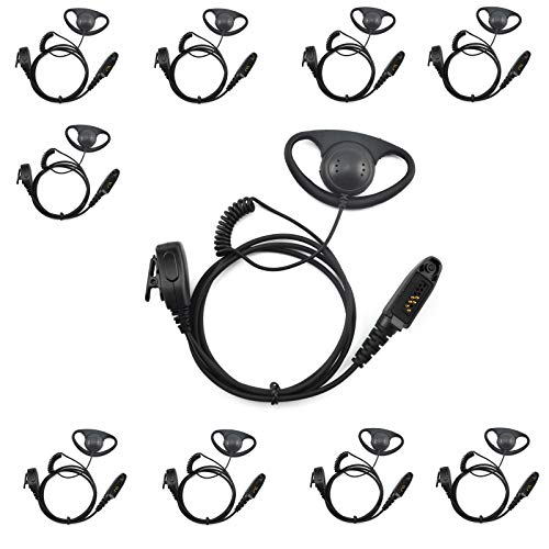 PROMAXPOWER 10-Pack D-Shaped Ear Piece with Lapel PTT Motorola PRO5150 Elite, PRO5151 Elite, PRO7150 Elite, PTX700 Plus, PTX760 Plus, PTX800 Plus, PTX860 Plus
