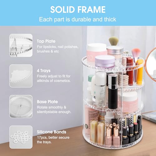 Lonian 360° Rotating Makeup Organizer, Adjustable Acrylic Cosmetic Storage - Image 4