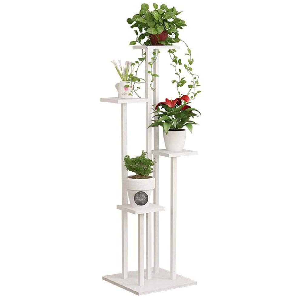 Supporto per Piante, portavasi per Fiori, in Legno, portavasi, fioriera, espositore per Bonsai, scaffale portaoggetti per Esterni, Interni, Giardino, Patio, Balcone, 4 portavasi, Altezza 140