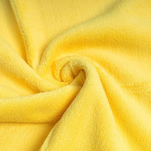 Image of Auto Hub Heavy Microfiber Cloth for Car Cleaning and Detailing, Double Sided, Extra Thick Plush Microfiber Towel Lint-Free, 800 GSM (Size 40cm x 40cm) /Pack of 6, Color: Yellow