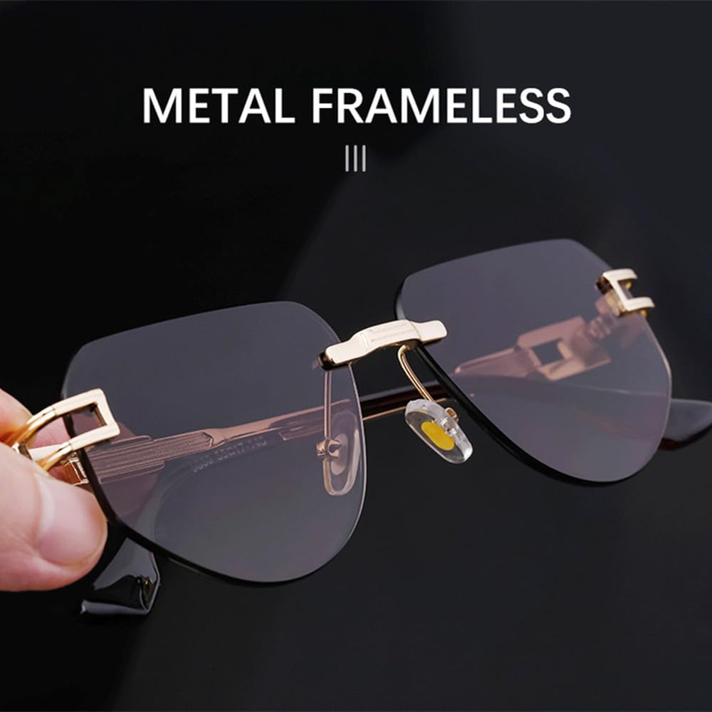 Gafas de sol ovaladas de moda para mujeres y hombres, vintage, de lujo, sin montura, de metal, retro, UV400