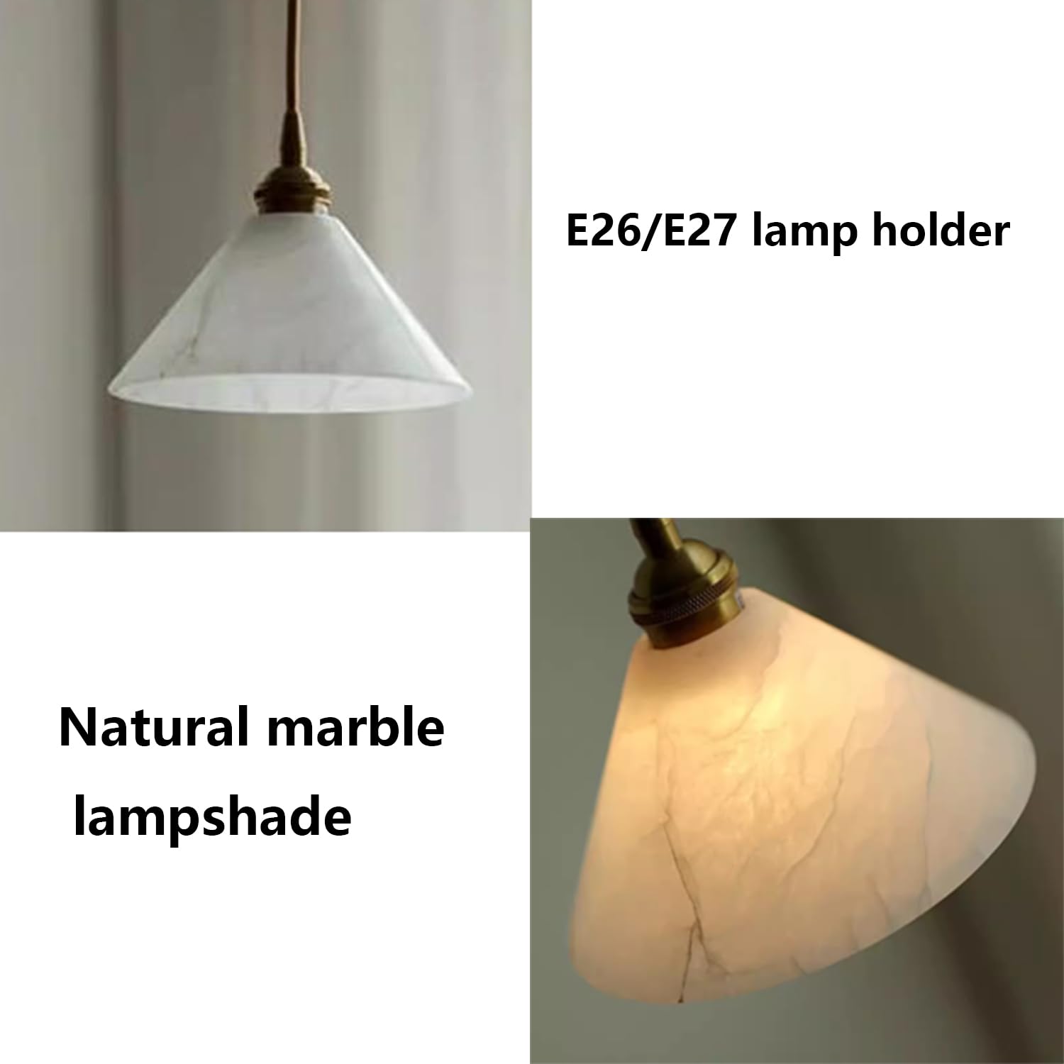 Lampadario A Sospensione Conico In Marmo Da 6,3 Pollici