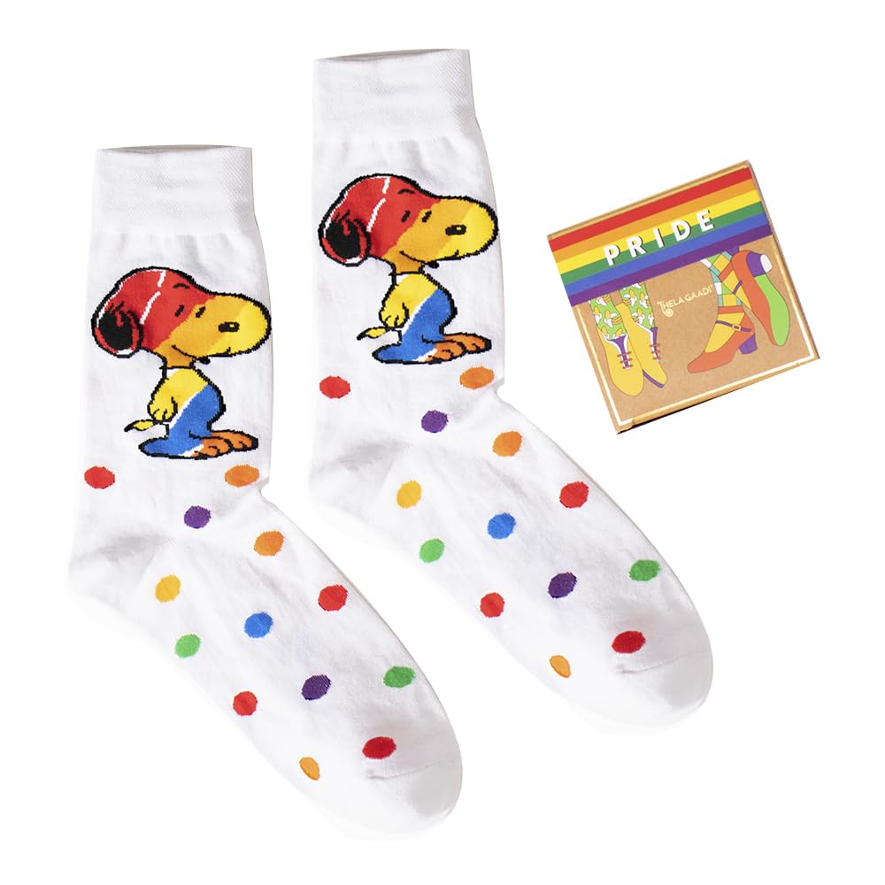 THELA GAADIPeanuts Theme Socks - Pure Cotton Printed Funky Socks for Men and Women | Funny Ankle Length Socks | Free Size, Unisex, Breathable