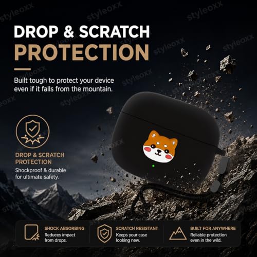 Image of Anvique Silicone Case for OnePlus Buds 4 Pro,Shockproof Protective Cover, Scratch Resistant, Lightweight, Precise Fit with Charging Access (Shiba Dog Lanyard)