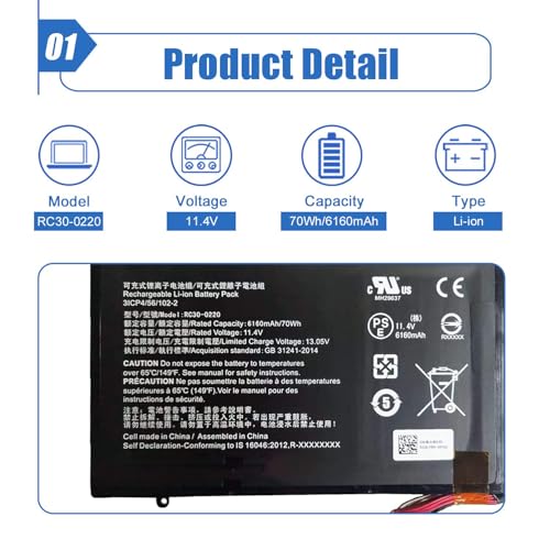 Image of RC30-0220 Battery for Razer Blade 17 E75 RZ09-0220 RZ09-02876 02877 02878 RZ09-03147 2019 RZ09-02202 RZ09-02202E75 RZ09-02202E75-R3B1 RZ09-02202E75-R3C1 RZ09-02202E75-R3U1 R3G1 R341