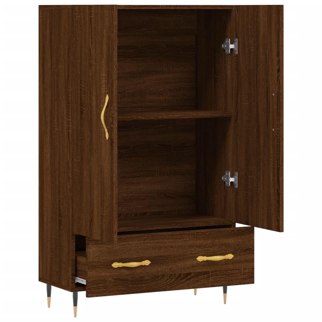 Möbel Wohnaccessoire Highboard Braun Eiche 69,5 x 31 x 115 cm Bauholz