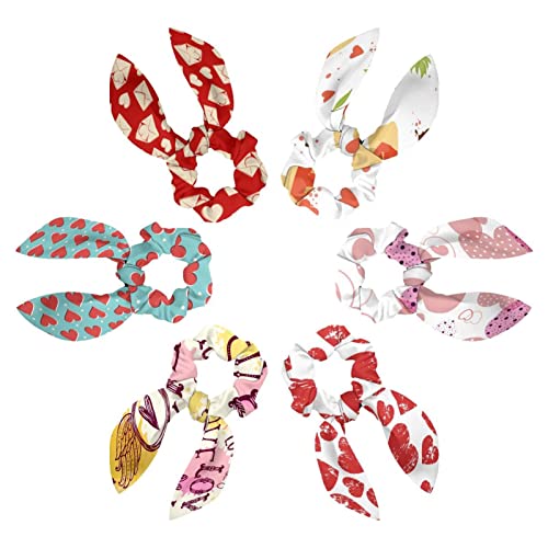 Lot de 6 chouchous doux nœud papillon queue de cheval motifs fraise et cerise pour femme