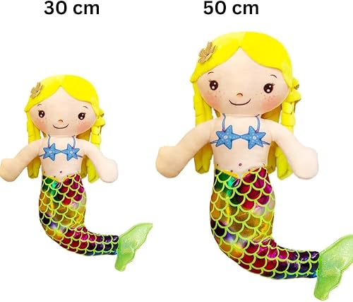 Miniatura 3 de Muñeca de felpa suave de sirena para niñas pequeñas y bebés, regalos de sirena para niñas, juguetes de sirena, sirenas para ninas (sirena amarilla,