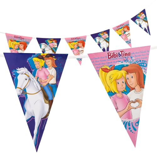 Party Factory `Bibi & Tina Wimpelkette Papier mit 10 Wimpeln Länge ca. 5 Meter Party Girlande Geburtstagsdeko Mottoparty