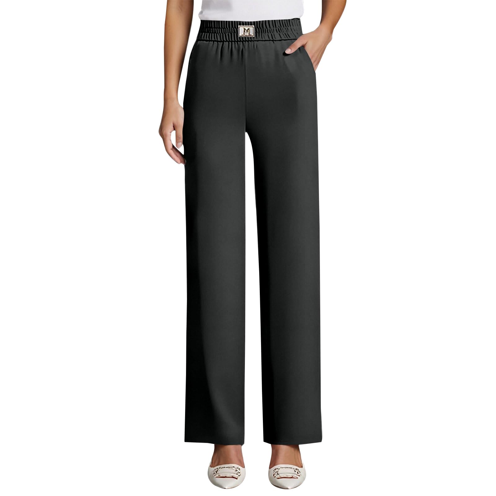 Stretchy Work Pants for Women Perfect Drape High Rise Pull-On Stretch Pants Silky Soft Active Work Slacks