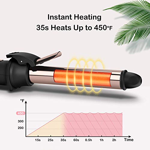Prizm 1 Inch Wavy Professional Rotating Curling Iron, Nano Titanium Auto Spin Curling Wand Hair Curler With 11 Adjustable Temps 250°F To 450°F, Anti-Scald & Dual Voltage #TOP1