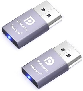 DispalyPort Headless Ghost Display Emulator with Blue Light for PC 4K DP Dummy Plug (fit Headless 1080@60Hz-3840x2160@17Hz) 2P