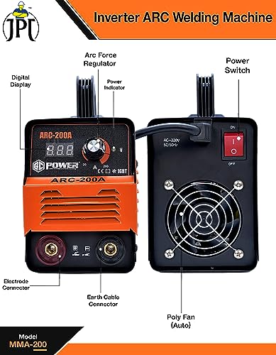 Image of JPT 200Amp MMA /Arc Welding Machine | IGBT With Digital Display | 200A With Hot Start And Anti-Stick | Welding Accessories & Mask