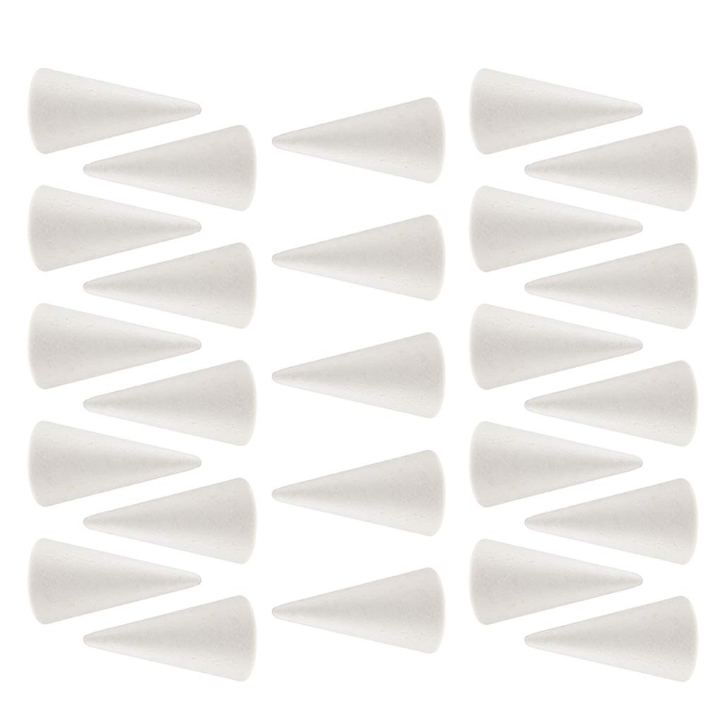 B Blesiya 20 Pieces White Cone Shape Christmas Tree Foam Materials Polystyrene Embellishments Crafts for DIY Modeling Arts Projects Supplies, 100mm