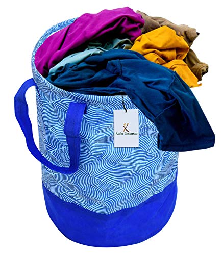 Image of Kuber Industries Printed 2 Pieces Waterproof Canvas Laundry Bag, Toy Storage, Laundry Basket Organizer 45 L (Pink & Blue) CTKTC134639