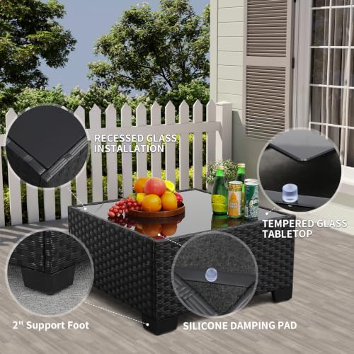 Rattaner 3 Pieces Patio Furniture Set Outdoor Sectional Wicker Patio Furniture Patio Couch with Ottoman and Outdoor Table All-Weather Anti-Slip Cushions Waterproof Covers, Light Grey - Image 5
