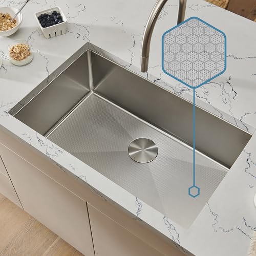 Image of Ruvati Hex Bottom 30-inch Scratch Resistant Embossed Texture Kitchen Sink Stainless Steel - RVH7630