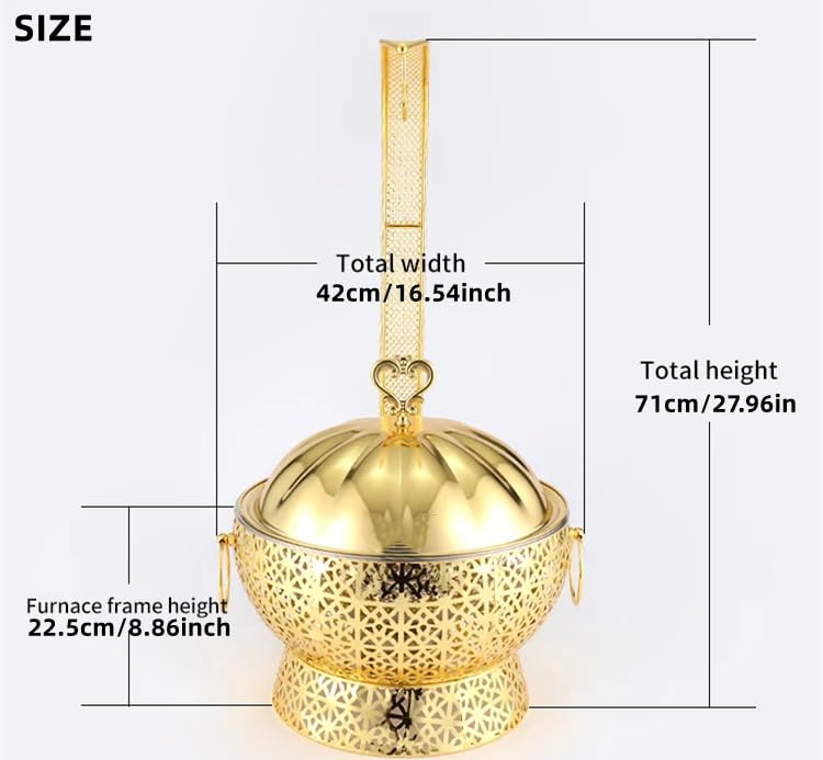 Chafing Dish Buffet-Set 4 Stück, 8 Qt Edelstahl Chafer Buffet Server und Wärmer Sets mit Deckel, runde Aufhängung Typ Chafing Dishes für Partys, Hochzeiten, Catering-Events, luxuriöses Gold
