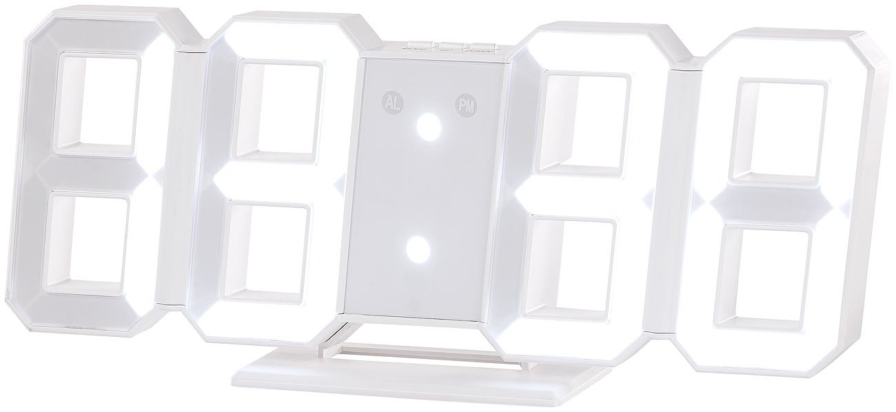 Lunartec Horloge LED Digitale Design 3D avec Fonction réveil - Grande