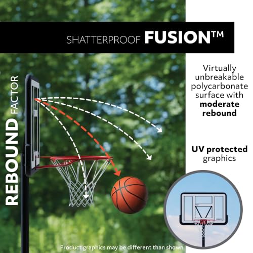 Image of Lifetime NBA New York Knicks Championship Edition Portable Basketball Hoop, Adjustable Height 7.5-10 Ft, 44 Inch Shatterproof Fusion Backboard, Base with Wheels