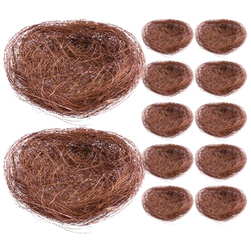 Beaupretty Simulated Bird Nest Craft 12Pcs Woven Garden Decorations for Outdoor Wedding and Photography Props with Realistic Design