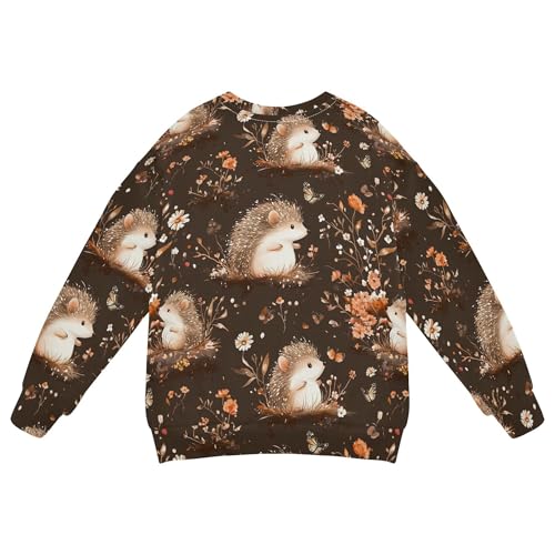 JUNZAN Cute Hedgehog Brown Little Kids Pullover Hoodie Long Sleeve Fall Tops Shirts Party 4T2